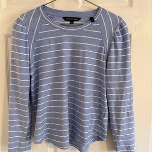 Veronica Beard Light Blue Striped cotton Long Sleeve Top medium